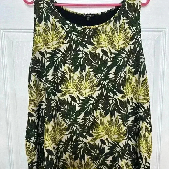 George Tank Top Sleeveless Leaves Yellow, Black, & Green Size XXL - Picture 3 of 16